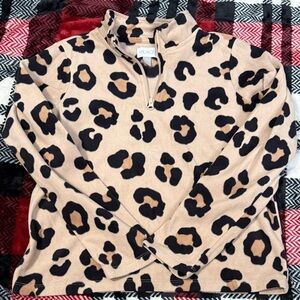 Place Tan and Black cheetah Print fleece Pullover